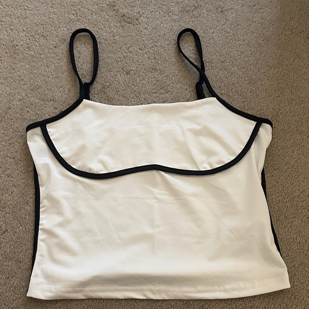 White and Black Trim Women's Top